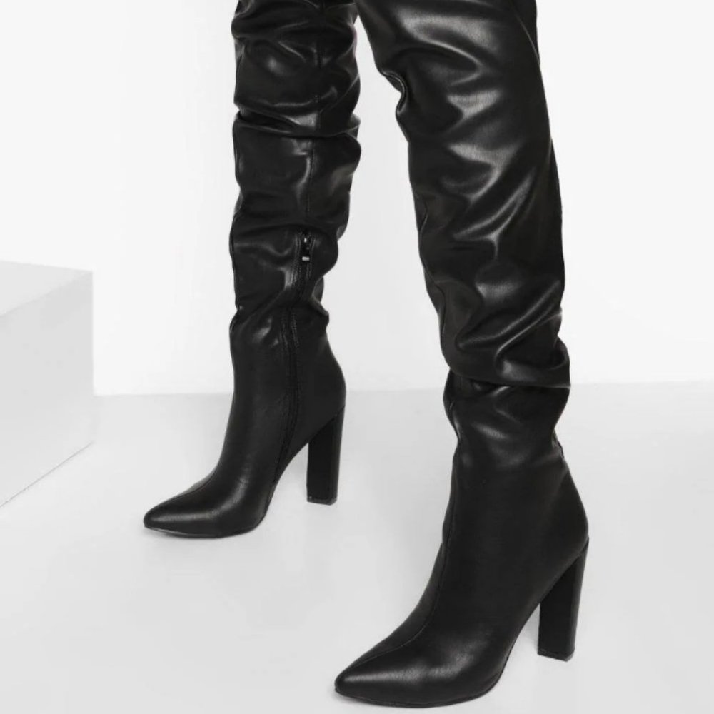 Leather thigh-high boots